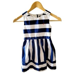 Nautica 100% Cotton Navy Blue and White Stripe Sleeveless Sundress Size 6 USA